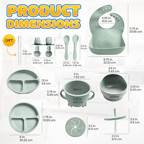 HippoBaby Baby Led Weaning Supplies | 10 Piece Silicone Baby Feeding Set - Image 3