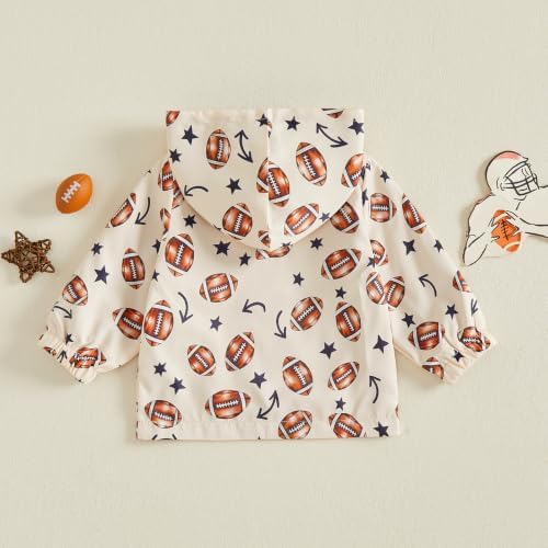 Toddler Baby Boy Footabll Outfit Hooded Zip Up Jacket Fall Outwear - Image 6