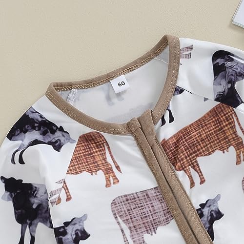 Western Baby Cowboy Clothes Neutral Zipped Fall Romper Outfit - Image 4