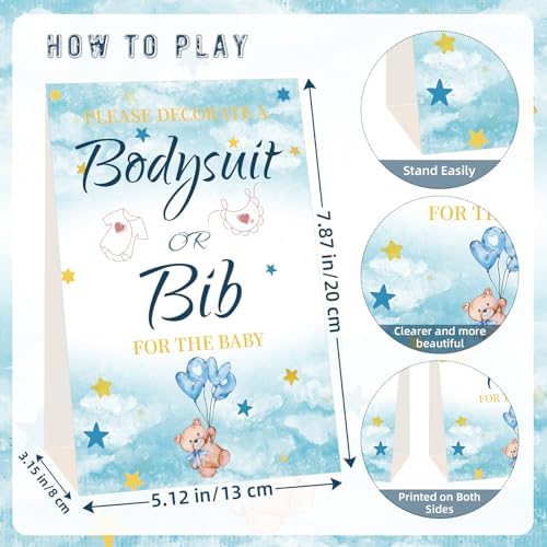 Bibs Bodysuits Baby Shower Game Sign Set Newborn Onesies Feeder Gift Fabric - Image 3