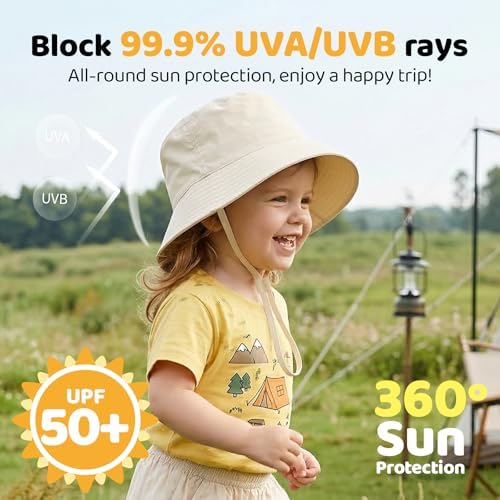 Toddler Bucket Hats UPF 50+ Baby Sun Hat Adjustable Kids Sun Protection Summer - Image 2