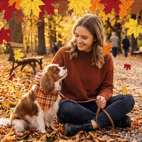 50 Pcs Fall Plaid Dog Bandanas Bulk Autumn Gingham Check Pattern - Image 6