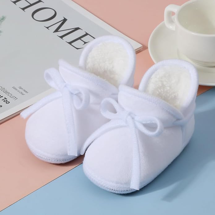 Baby Booties Newborn Fleece First Walking Shoes Non-Slip Sole Slippers Cozy - Image 2
