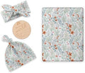 Newborn Swaddle Set with Matching Hat and Bow Set, Floral Baby Girl Newborn by BabyWhale