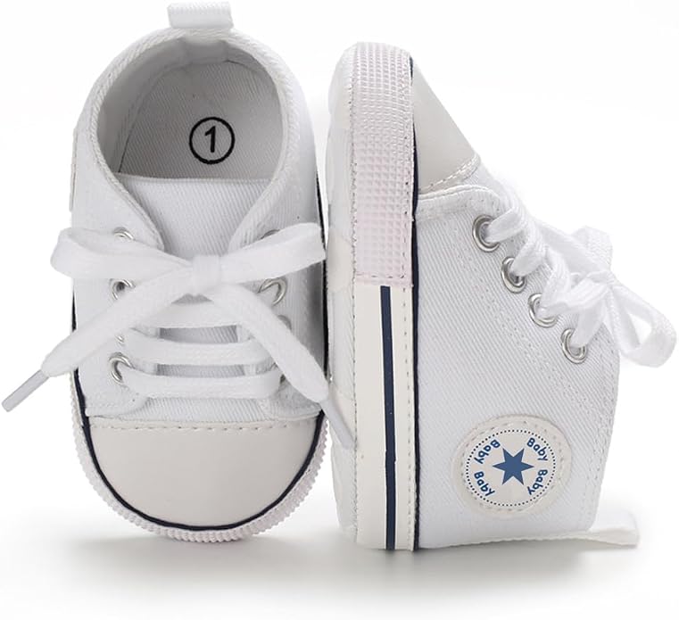 Unisex Baby Girls Boys Canvas High-top Shoes, Newborn Infant Anti-Slip Soft - Image 3
