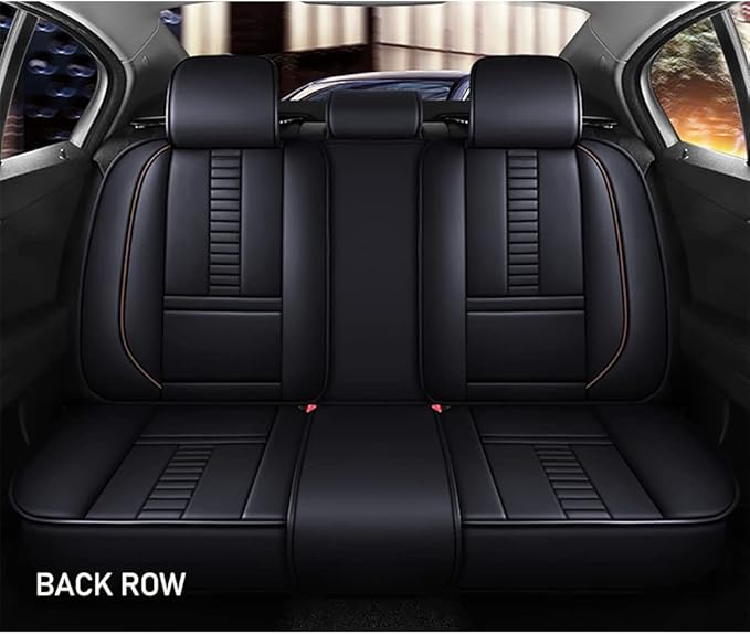 Waterproof 5 Car Seat Covers for Suzuki 1999-2025 95% Models, Premium Faux Leather Automotive Front and Back Seat Protectors Compatible with Airbag Black & Coffee Line