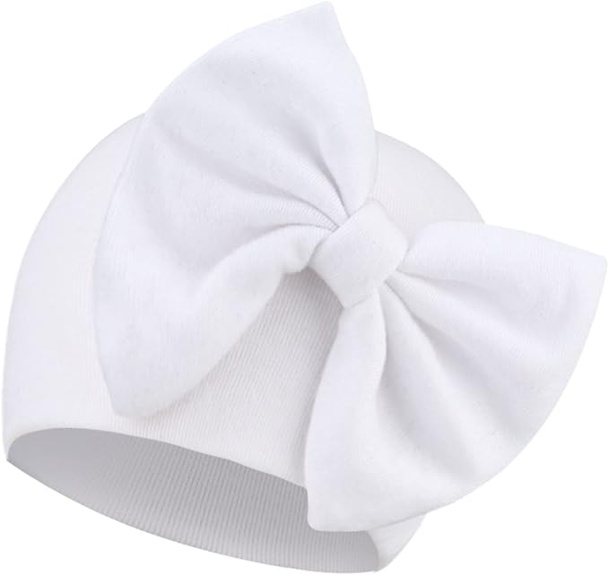 BQUBO Newborn Girls Hats Baby Hat and Mittens Set Infant Caps Bow Hospital - Image 4
