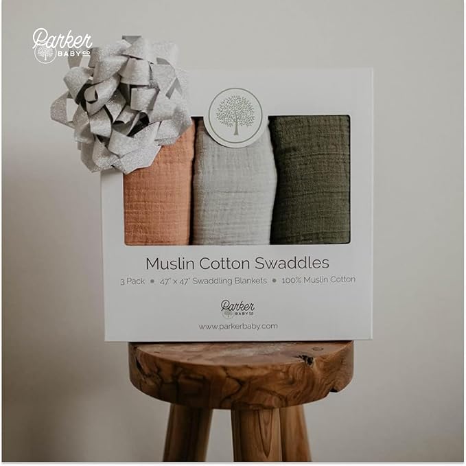 Parker Baby Co. Soft Muslin Baby Swaddle Blankets, 3 Pack - Image 6