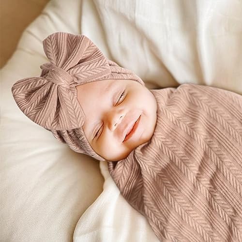 BQUBO Baby Turban Hats and Mittens Set Newborn Infant Hospital Hats Caps - Image 3