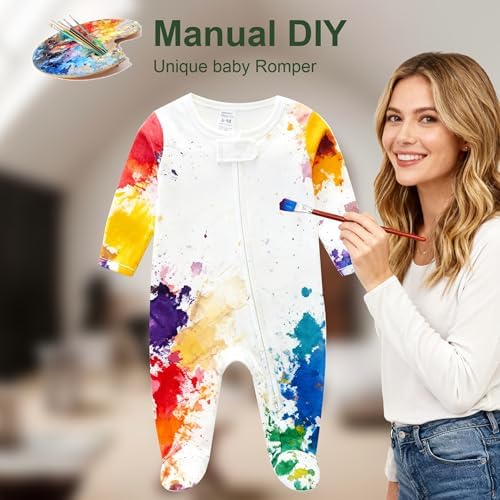 Hikido Baby Romper 100% Organic Cotton Pajamas One Piece Long Sleeve Zipper - Image 5