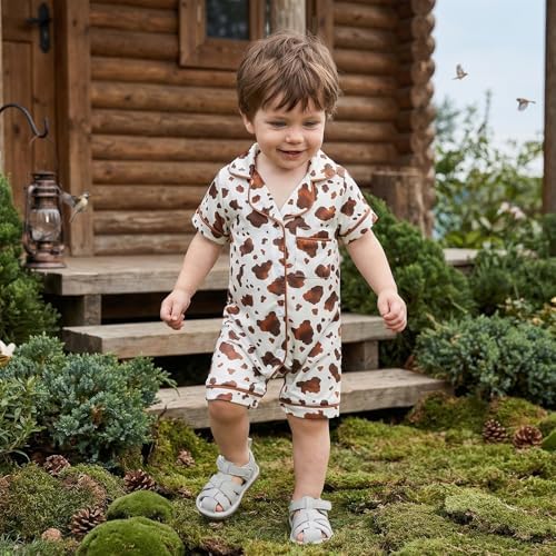 Kuriozud Baby Girl Boy Romper Pajamas Onesie Short Sleeve Button Down Pjs - Image 4