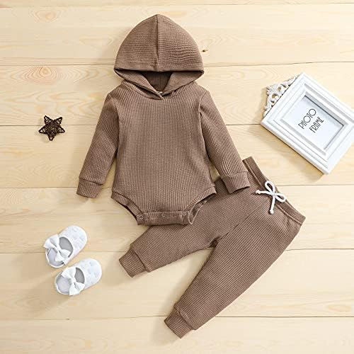 Thorn Tree Newborn Unisex Baby Clothes Set Hooded Long Sleeve Bodysuit Stretchy - Image 2