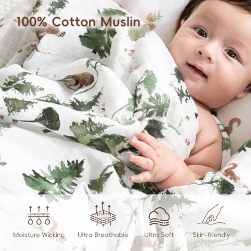 david's kids 4 Pack Baby Muslin Swaddle Blankets, 100% Cotton and Ultra Soft - Image 5