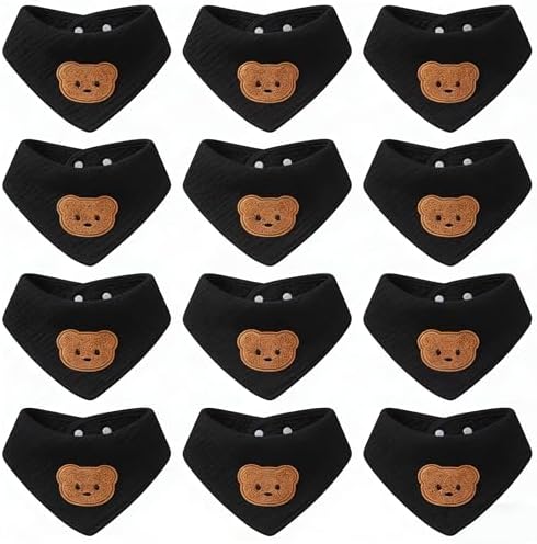 Muslin Cotton Baby Bibs, 12 Pack, Snap Closure, One Size, by Unknown