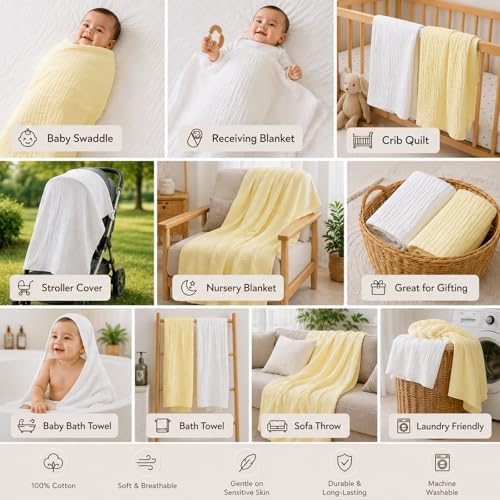 Aablexema Muslin Baby Blanket 6-Layer 43"x43" - Image 6