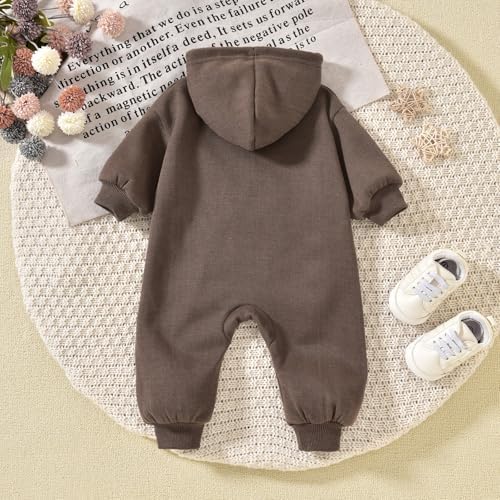 Unutiylo Unisex Baby Boys Girls Long Sleeve Infant Baby Zipper Hooded Jumpsuits - Image 4