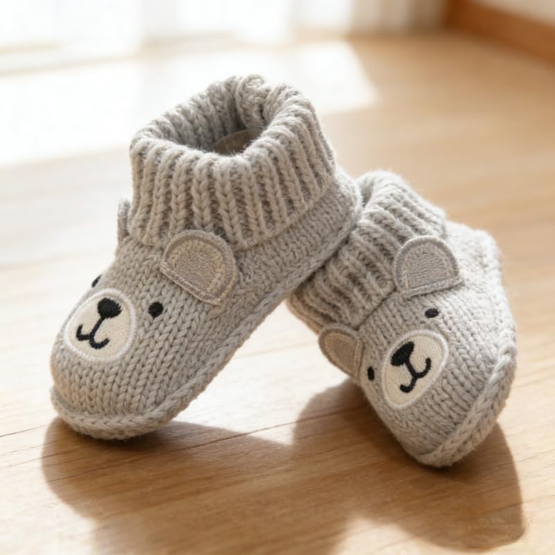 2 pairs Cute Knit Animal Baby Booties - Image 5