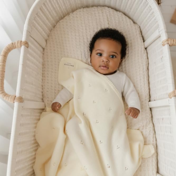 100% Luxury Organic Cotton Pointelle Knit Baby Blanket – Refined Lightweight - Image 6