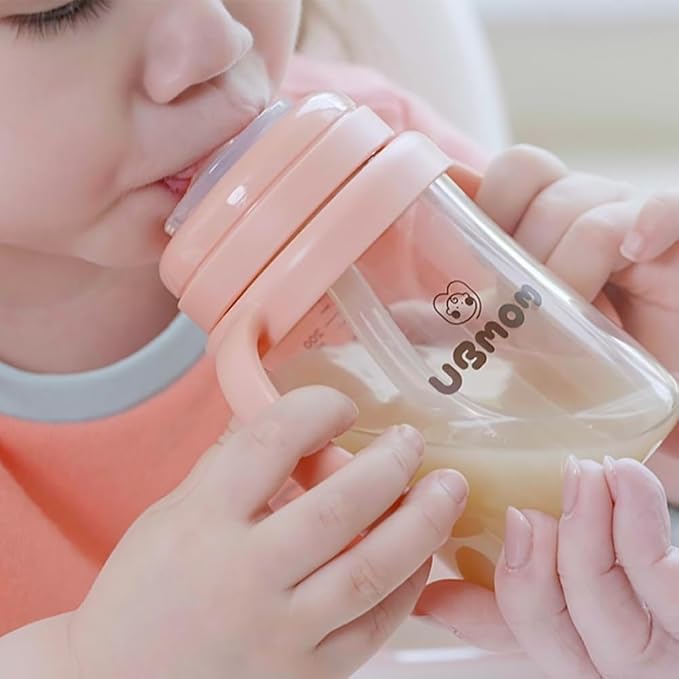 UBMOM Sippy Cup with Straw and Handle, Spillproof Baby and Toddler Cups with Replaceable Straw, BPA-Free PPSU Sippy Cups for Toddlers, 9.47oz (Melon)