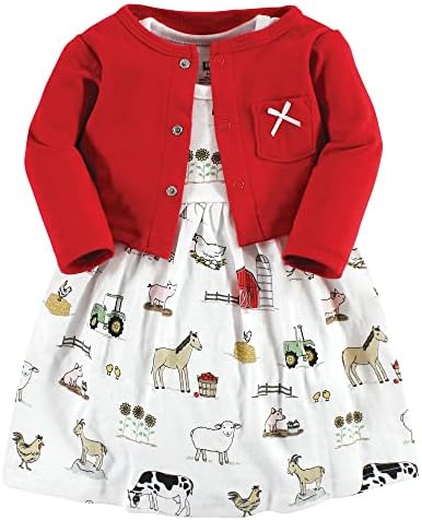Hudson Baby Infant and Toddler Girls Cotton Dress and Cardigan Set by HudsonBaby