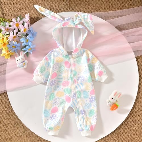 Unutiylo Unisex Baby Boys Girls Long Sleeve Infant Baby Zipper Hooded Jumpsuits - Image 3