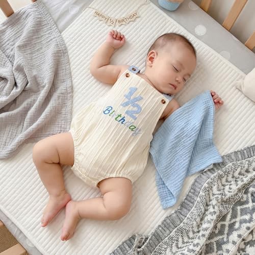 Honganda Baby Boy 1/2 Birthday Outfit Half Way to One Cake Smash Romper - Image 3