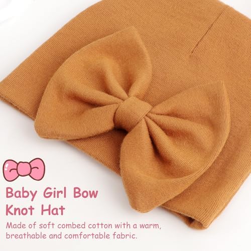 Newborn Baby Hats and Mittens Set Infant Bow Beanie Cap Toddler Gloves Newborn - Image 6