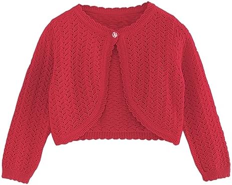 Toddler Girls Cardigan Sweater Bolero Shrug Baby Kids Long Sleeve Cropped Dress by Miccina