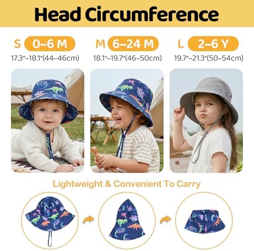 Toddler Bucket Hats UPF 50+ Baby Sun Hat Adjustable Kids Sun Protection Summer - Image 6