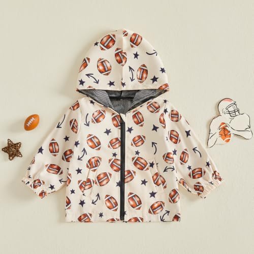Toddler Baby Boy Footabll Outfit Hooded Zip Up Jacket Fall Outwear - Image 5