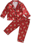 Kids Baby Girl Boy Satin Pajamas Set Button Down Sleep Shirt Top+Long Pants by SAYOO-Alljustforkids