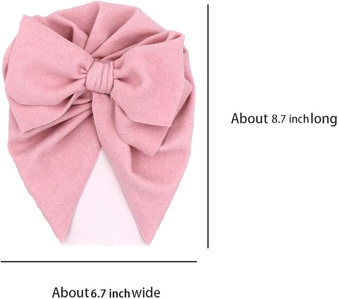 Baby Girls Hair Bow Turban Hat 6PCS Set, Top Bowknot Head Wrap Beanie India Caps - Image 2