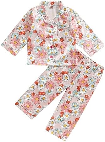 Kids Baby Girl Boy Satin Pajamas Set Button Down Sleep Shirt Top+Long Pants by SAYOO-Alljustforkids