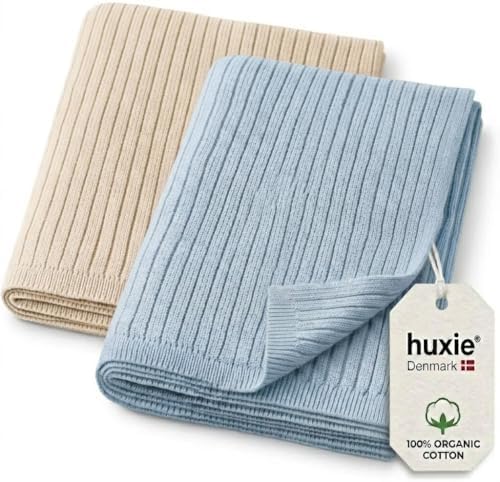 Receiving Blankets, 100% Organic Cotton Knit, Baby Swaddle 2-Pack | by huxie