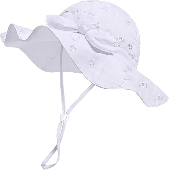 Baby Girl Sun Hat with UPF 50+ Outdoor Adjustable Beach Hat with Wide Brim Bucket Hats