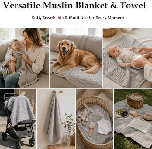 Aablexema Muslin Baby Blanket 6-Layer 43"x43" - Image 4