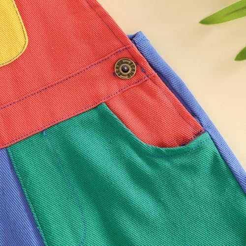 Fernvia Toddler Kids Baby Girl Boy Contrast Color Overalls Shorts Clothes - Image 5