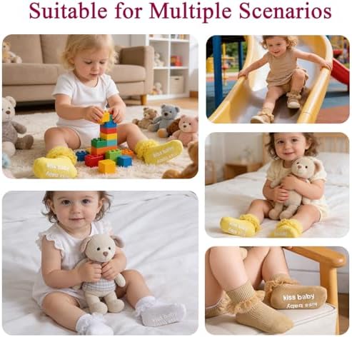 Baby Girl Ruffle Socks with Grips Lace Frilly Ankle Dress Socks - Image 6