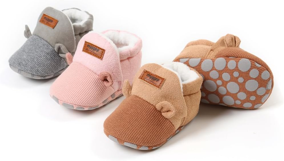 Ohwawadi Infant Baby Boys Girls Slippers Cozy Fleece Booties Soft Bottom Warm - Image 3