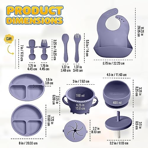 HippoBaby Baby Led Weaning Supplies | 10 Piece Silicone Feeding Set | Baby - Image 2