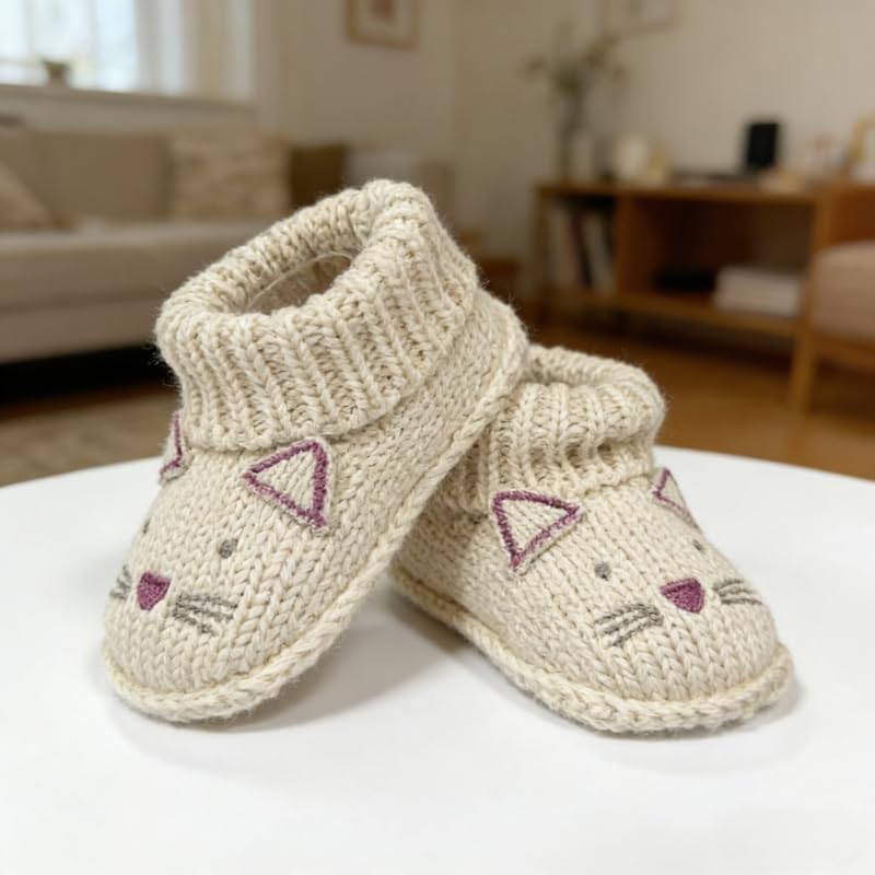 2 pairs Cute Knit Animal Baby Booties - Image 3
