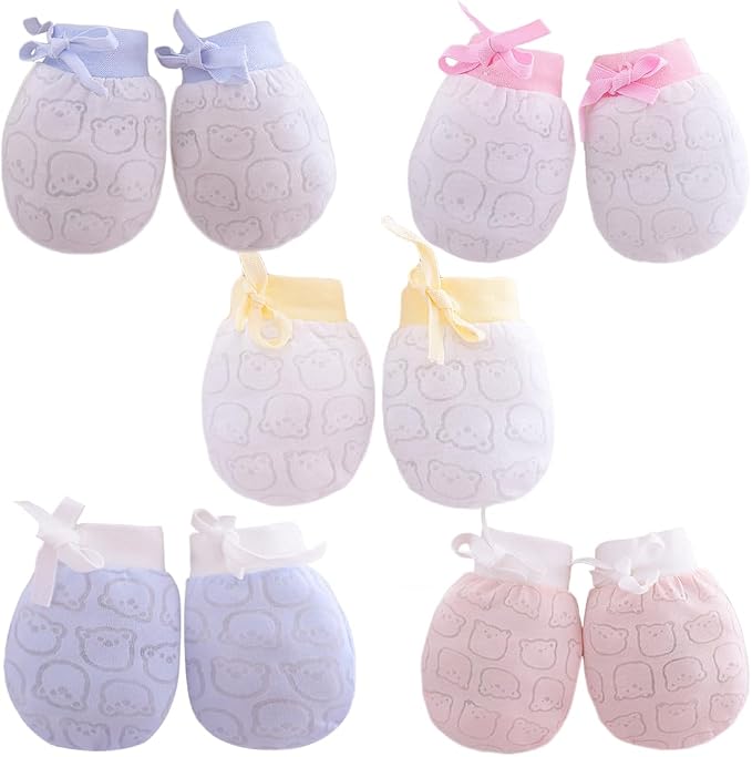 Cute Boys Girls Cotton No Scratch Gloves Drawstring Adjustable Mittens by Adeimoo