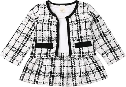 Toddler Kids Baby Girls Plaid Skirt Set Cardigan Jacket Coat + Tutu Dress Set by BOIZONTY