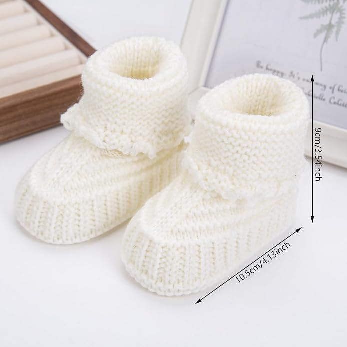 2 Pairs Baby Booties Newborn Baby Hand Crochet Knit Boots Infant Soft Cozy Warm - Image 6