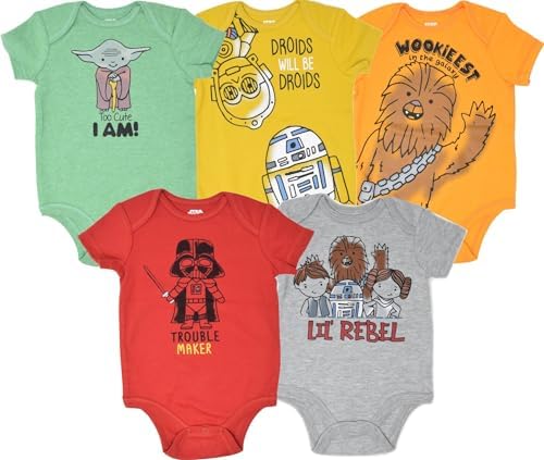 STAR WARS Baby 5-Pack Short Sleeve Bodysuits Newborn to Infant by StarWars