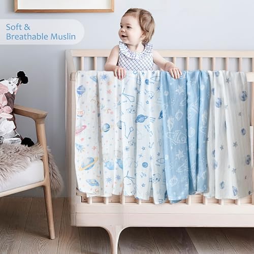 Baby Swaddle Blankets, Bamboo Muslin Receiving Blanket | 4-Pack, Lightweight & - Image 2