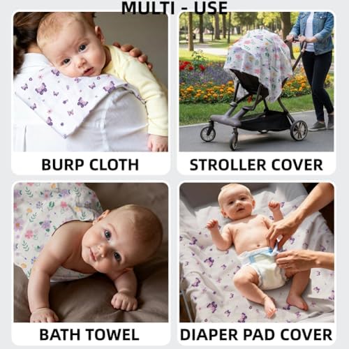 2 Pack Pink Bow Muslin Swaddle Blankets 100% Cotton Breathable Receiving - Image 7