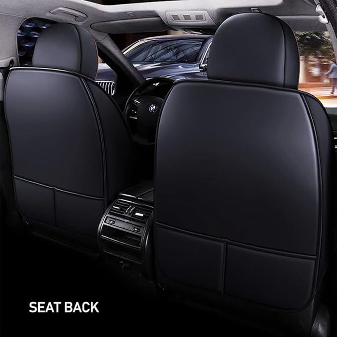 Waterproof 5 Car Seat Covers for Suzuki 1999-2025 95% Models, Premium Faux Leather Automotive Front and Back Seat Protectors Compatible with Airbag Black & Coffee Line