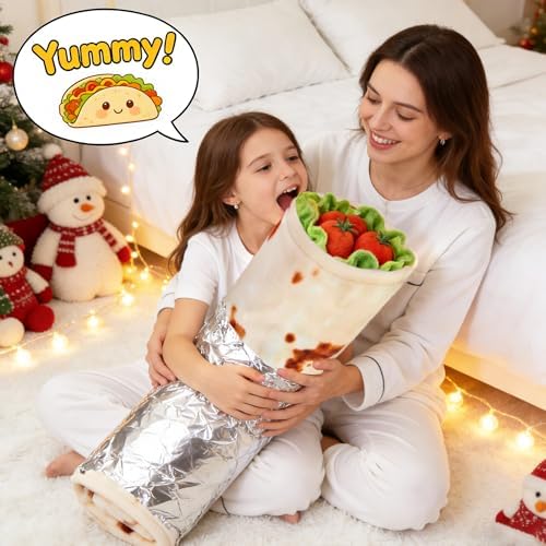 SeaRoomy Burritos Tortilla Blanket, Realistic Food Wrap Blanket Double Sided - Image 4