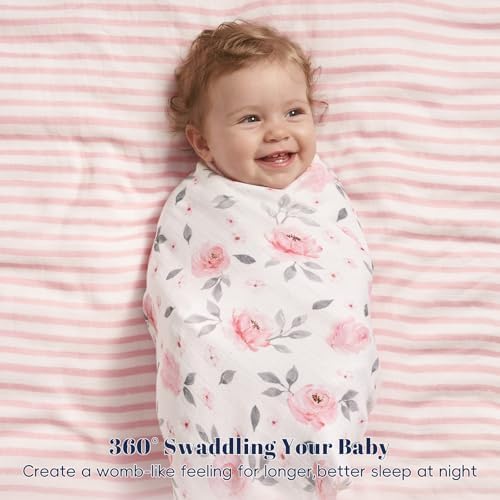 PHF Muslin Swaddle Blankets for Newborn, Large 47x 47 Inches 4 Pack Organic - Image 3